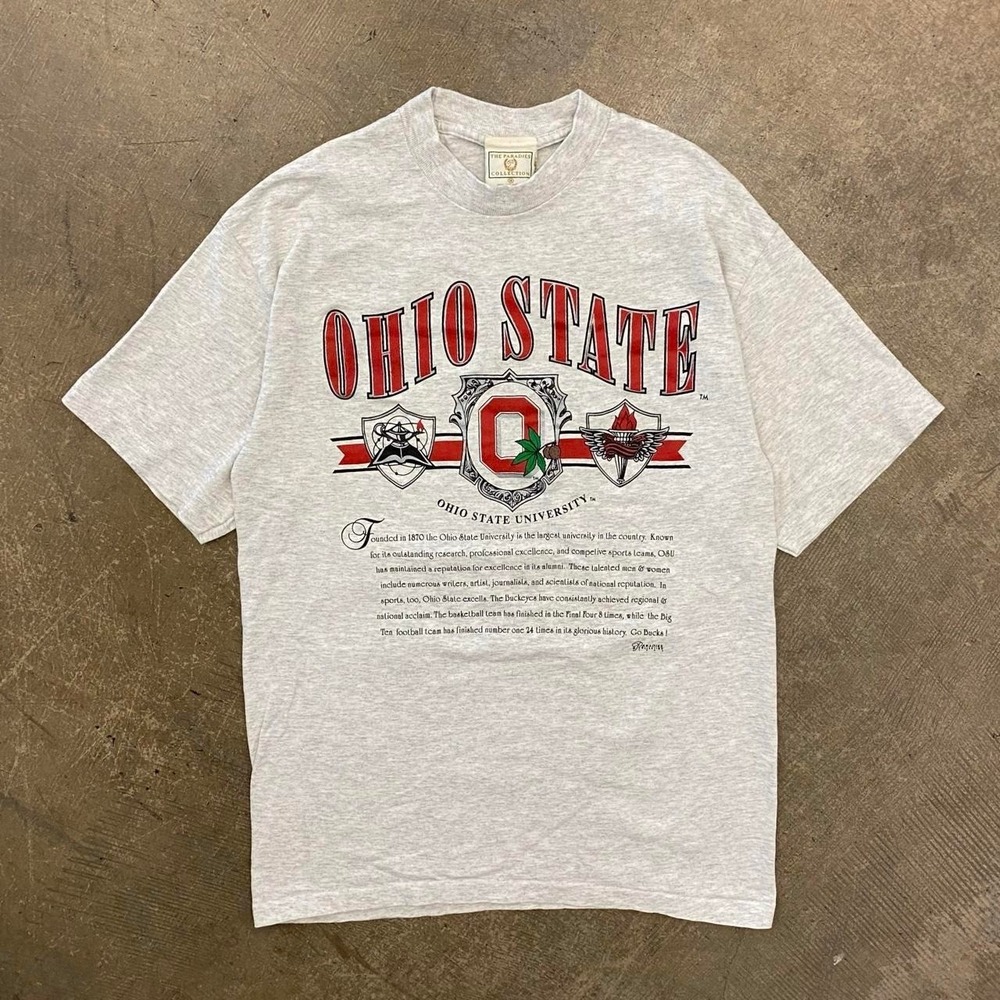 Vintage Ohio State University Buckeyes 90s College Sports History T-Shirt Size M